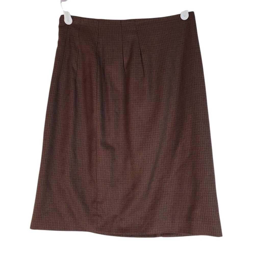 Inclinations Micro Houndstooth Pleated Back Zip Pencil Skirt‎ Brown Tan Size 10